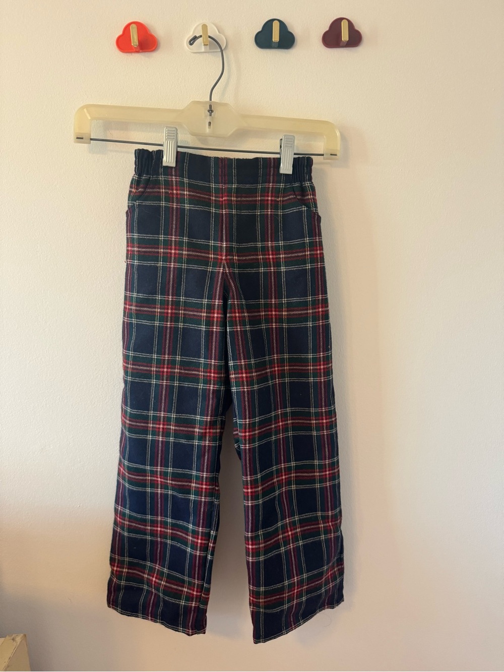 Magic Wardrobe Navy Plaid Wide-Leg Pants with Red & Green Tartan